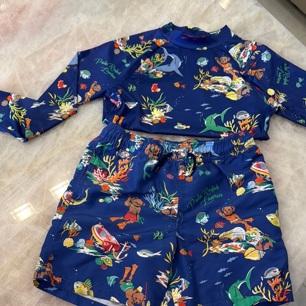 Polo by Ralph Lauren Kids Swim Rashguard Set - Navy Blue